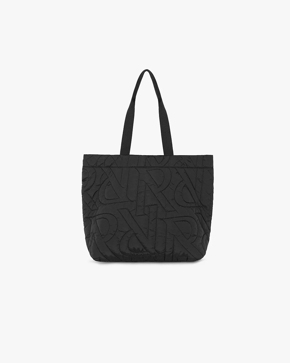 Initial Quilted Tote Bag - Black
